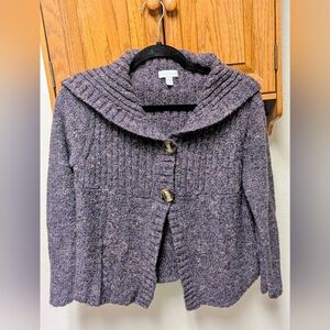 Charter Club Purple Cowl Neck Cardigan